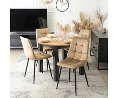 Mebel Elite Valgomojo stalo ir 4 kėdžių komplektas, išskleidžiamas 102–142 cm, „Craft“ ąžuolo ir smėlio spalvos