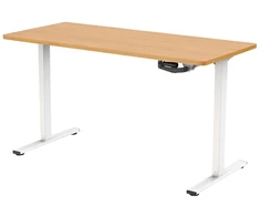 Rankiniu būdu reguliuojamas rašomasis stalas Spacetronik SPE-O113, 140 × 60 cm, tamsaus medžio spalvos, baltu rėmu