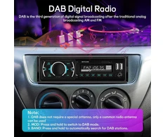 Automagnetola 1 Din automobilinis radijas Dab+ su Bluetooth Dab Plus su Fm radiju, Usb Disko/aux/tf jungtimi, išjungimo atmintimi, garso įrašymu, vairo valdymu