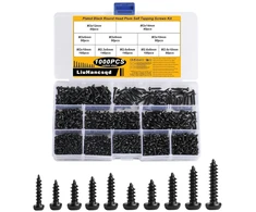1000 vnt. savisriegių sraigtų rinkinys, torx sraigtai, juodi, m2 m2.3 m2.6 m3 korpuso sraigtai, gręžimo sraigtai, keptuvės galvutės sraigtai, torx plokščios galvutės sraigtai, medvaržčiai