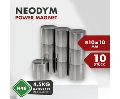 10x neodimio galios magnetas sidabrinis diskinis magnetas ypač stiprus apvalus skersmuo 10 x 10 mm labai stiprūs super magnetai klijavimo jėga apytiksl. 4,5kg magnetai skirti lentai, skelbimų lentai, magnetinei lentai