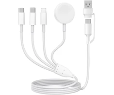 1,2 metro 4-in-2 universalus įkrovimo kabelis – idealiai tinka a-pple watch series 9 iki ultra, taip pat iphone 15 iki 12 – su lightn-ing, usb c, iwatch ir micro jungtimis