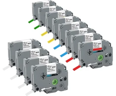 12 x Cartridgeify etikečių juostelės, skirtos pakeisti Brother P-touch juosteles Tz Tze (12 mm x 8 m), spalvotos juostelės Ptouch etikečių spausdintuvui Pt-d210 Pt-d220 Pt-d200 Pt-h110 Pt-d400 H100lb H100lb