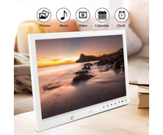 13 colių skaitmeninis nuotraukų rėmelis, nešiojamas 1080p Hd vaizdo rėmelis, laikrodis, nuotolinio valdymo pultas, filmų grotuvas, albumas šeimai, vestuvių metinėms ir kt. (baltas)