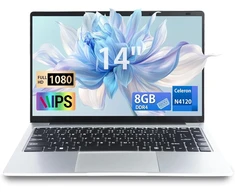 14 colių nešiojamas kompiuteris, 8 gb ram, ddr4, ultrabook nešiojamas kompiuteris, 1920 x 1080 ips, celeron n4120 nešiojamas kompiuteris (iki 2.6 ghz), usb 3.0, windows 11 nešiojamasis kompiuteris su vokiška klaviatūros plėvele (sidabrinis, 8gb + 128g ssd