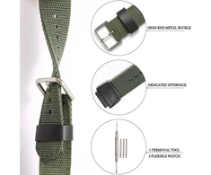 18 mm nailono dirželis, suderinamas su Casio Ae1200whb Sgw-300h 400 500 Aq-s810w vyrišku armijos žalumo pynimo laikrodžio dirželiu