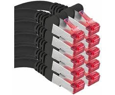 1Attackde 0,25 m - 10 vienetų - cat6 ethernet lan kabelis rj45 - juodas - didelio greičio tinklo kabelis transliacijai, žaidimams, televizoriui ir kompiuteriui - stabilus ir patvarus - puikiai tinka namų tinklui ir biurui