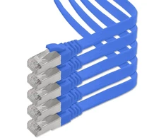 1attack.de 0.25 m - mėlyna - 5 vnt. cat.7 gigabit ethernet lan plokščias ribbon kabelis (rj45) tinklo kabelis neapdorotas kabelis (10 gbit/s) instaliacinis kabelis plonas suderinamas su cat.5 - cat.5e - cat.6