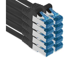 1attack.de 10 x 0.25 m cat.6 - ethernet gigabitinis lan tinklo patch kabelis rj45 cat 6 a 10000 mbit/s sftp pimf 500 mhz - juodas