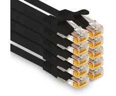 1attack.de - 10 X 0,5m Cat7 Ethernet kabelis 10 Gb/s Lan tinklo jungiklis juodas