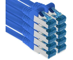 1attack.de 10 X 1 M Cat.6 - Ethernet Gigabit Lan tinklo Patch kabelis Rj45 Cat 6 A 10000 Mbit s Sftp Pimf 500 Mhz - mėlynas
