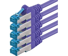 1Attackde Cat6a tinklo kabelis 1.5m, violetinis, 5 vnt. Sftp Pimf 500mhz