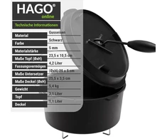 2-in-1 olandiška orkaitė, 4,2 litrai, keptuvė iš ketaus, troškinimo puodas, bbq, paruošta naudojimui