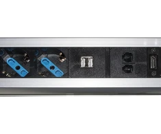 2 krypčių itališkas schuko maitinimo blokas, 2 usb prievadai + 1 rj45 + 1 rj11 + 1 hdmi (moteriška)