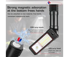 2 Led darbinių lempų rinkinys, dirbtuvių lempa, cob inspekcinė lempa, sulankstoma, 360° rotacija, skirta automobilių remontui, dirbtuvėms, avarinė lempa