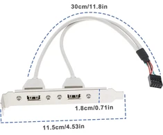 2 prievadų Usb A lizdų plokštės adapteris, 30 cm