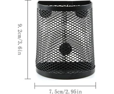 2 puslapių pusapvalių magnetinių rašiklių laikiklių rinkinys, metalinis vielinis magnetinis rašiklių laikiklis šaldytuvui, spintelės priedai, biuro reikmenų organizatorius (juodas)