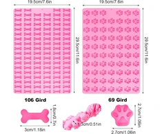2 silikoninių kepimo kilimėlių rinkinys šunų skanėstams, pėdos formos + mini šuns kaulo forma, nelipnūs šunų sausainiai, kepimo kilimėlis, šunų sausainiai, daugkartinio naudojimo, be Bpa, skirti sausainiams, skanėstams, šokoladui ir kt.