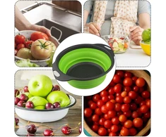2 sulankstomas koštuvas, virtuvinis silikoninis sulankstomas koštuvas makaronams, silikoninis sulankstomas filtras virtuvės sietui, tinkamas makaronams, vaisiams ir daržovėms virtuvės džiovinimo kriauklėje
