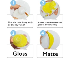 2 x 50 ml ore džiūstantis molio glazūra, glazūros moliui, džiūstantis ore, molio glazūra be degimo, moliniai indai apsaugai nuo įtrūkimų, įbrėžimų ir molio dilimo, taip pat su blizgios glazūros efektu (blizgi + matinė)