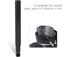 2 x 60 mm dviračio presta ventilio prailgintuvas aliuminio lydinio plento dviračio vidinės padangos ventilių prailginimas (juodas)