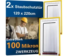 2 x Durų apsauga nuo dulkių su užtrauktuku 1,2x2m