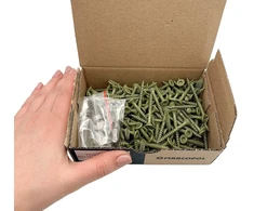 (200 vnt. pakuotė) Žali antikoroziniai 4.5 x 40 mm medsraigčiai su torx galvute, 17 tipo įleidžiama išorinė varžtas (200, 4.5 x 40 mm)