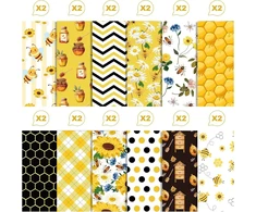 24 lapų bičių rašto scrapbooking popierius, 12 dizainų dvipusis medaus bičių dekoratyvinis popierius scrapbooking amatų popierius, 30,5 x 30,5 cm amatų reikmenys atvirukų gamybai scrapbooking amatų popierius medaus bitės