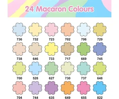 24 spalvų „macaron“ akrilinių dažų rašiklių rinkinys, vandeniui atsparūs akriliniai rašikliai, dažų žymekliai, skirti piešti ant akmens, keramikos, stiklo, akmens, metalinio tinklelio, vandens pagrindo akriliniai rašikliai su 1–5 mm lanksčiu teptuko galiu