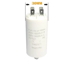 2.5µf 450v Amp kondensatoriaus variklio paleidimo kondensatorius, Xywsh Cbb60 kištukinis darbinis kondensatorius M8 su veržlės sandarikliu (2.5 Μf)