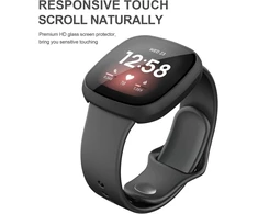 3 vnt. Apsauginis dėklas su stiklu Fitbit Versa 3 / Sense (juodas)