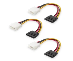 3 vnt. Molex į Sata maitinimo kabeliai, 15 cm