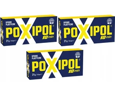 3x dvikomponentiniai klijai Poxipol pilki, metalizuoti 21g / 14 ml + instrukcija
