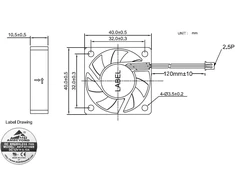 40 mm x 40 mm x 10 mm 4010 12v Dc bešepetėlinis ventiliatorius su guoliais, 2 kontaktų