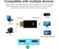 4k Displayport į Hdmi adapteris, Displayport į Hdmi adapteris, Hdmi Displayport adapteris, 4k Dp į Hdmi keitiklis su garso perdavimu ir maksimalia raiška, suderinamas su Hdtv, monitoriumi, projektoriumi