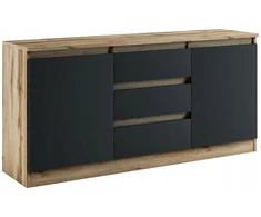 4Kraft Meble-4k didelė komoda 2d3s/150 cm - ąžuolas wotan / juoda # spalvos