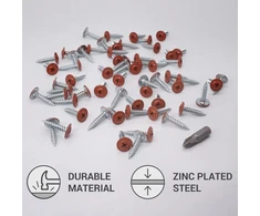 (50 vnt. pakuotė) Dažyti 4.2 x 19 mm medsraigčiai, savaime įsisriegiantys metaliniai varžtai, Phillips modifikuota santvaros galvutė, plokščia galvutė (50, vario ruda Ral 8004)