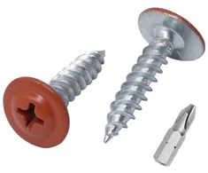 (50 vnt. pakuotė) Dažyti 4.2 x 19 mm medsraigčiai, savaime įsisriegiantys metaliniai varžtai, Phillips modifikuota santvaros galvutė, plokščia galvutė (50, vario ruda Ral 8004)