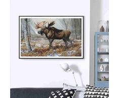 5d Deimantinė tapyba, Wowdecor elnio, elnio, miško, žiemos sniego gyvūnų pilnas rinkinys, didelė "pasidaryk pats" deimantinė tapyba pagal skaičius