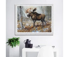 5d Deimantinė tapyba, Wowdecor elnio, elnio, miško, žiemos sniego gyvūnų pilnas rinkinys, didelė "pasidaryk pats" deimantinė tapyba pagal skaičius