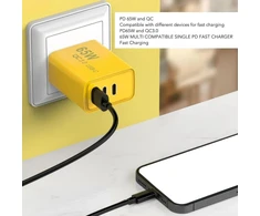 65w usb c įkroviklis, gan 3 prievadų pd maitinimo šaltinis qc3.0 greito įkrovimo blokas, skirtas galaxy s23, s23 ultra, s22, ios 15, 14, 13, ios book pro 16