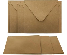 75 vokai + lankstomos kortelės kvadratinės - kraft popieriaus rinkinys „pasidaryk pats“ - tuščios lankstomos kortelės 220 g/m² 13,5 x 13,5 cm - vokai 90 g/m² 14 x 14 cm
