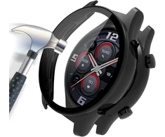 Acadeny dėklas su grūdinto stiklo ekrano apsauga, suderinamas su Honor Watch Gs3, 9h kietumas, 360° visapusiška apsauga, itin plonas apsauginis Pc dėklas, skirtas Honor Watch Gs3, juodas