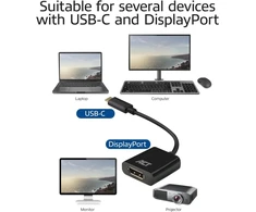 Act usb c į displayport adapteris, 4k @ 60hz, usb c displayport kabelis, skirtas prijungti papildomą monitorių, planšetiniam kompiuteriui, išmaniajam telefonui, nešiojamam kompiuteriui - ac7320, 15 cm