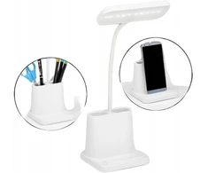 ActiveJet Led stalinė lempa su Usb, organizatoriumi ir telefono laikikliu, balta