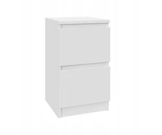 Adams Group baltas naktinis staliukas 30 cm su 2 stalčiais, skirtas miegamajam, loft stiliaus