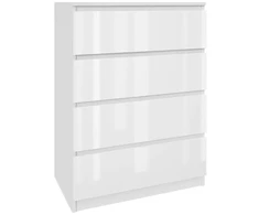 Adams Group Komoda Aven, balta blizgi, 70 cm, su 4 stalčiais miegamajam, lakuota spintelė