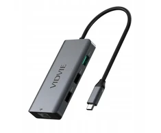 Adapteris Hub Vidvie Hub01 1xusb 3.0+2xusb 2.0+1xhdmi+1xrj45+1xpd+type C pilkas