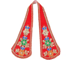 Aditri Creation dekoratyvinių puja audinių chunari rinkinys (2 vnt.), pooja chunar ganesh dupatta pooja reikmenys indų tradicinės šventės dekoravimui statulos rėmui stabui šventyklai (dydis: 22,86 cm x 7,62 cm) (raudona