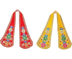 Aditri Creation dekoratyvinių puja audinių chunari rinkinys (2 vnt.), pooja chunar ganesh dupatta pooja reikmenys indų tradicinės šventės dekoravimui statulos rėmui stabui šventyklai (dydis: 22,86 cm x 7,62 cm) (raudona